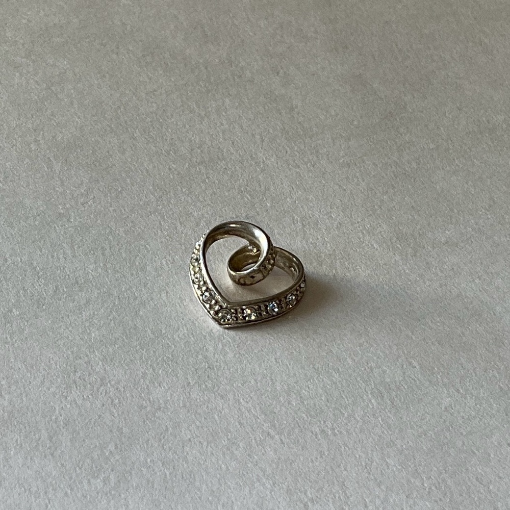 Sterling Silver 925 Avon Pendant Floating Heart CZ Diamonds Vintage
